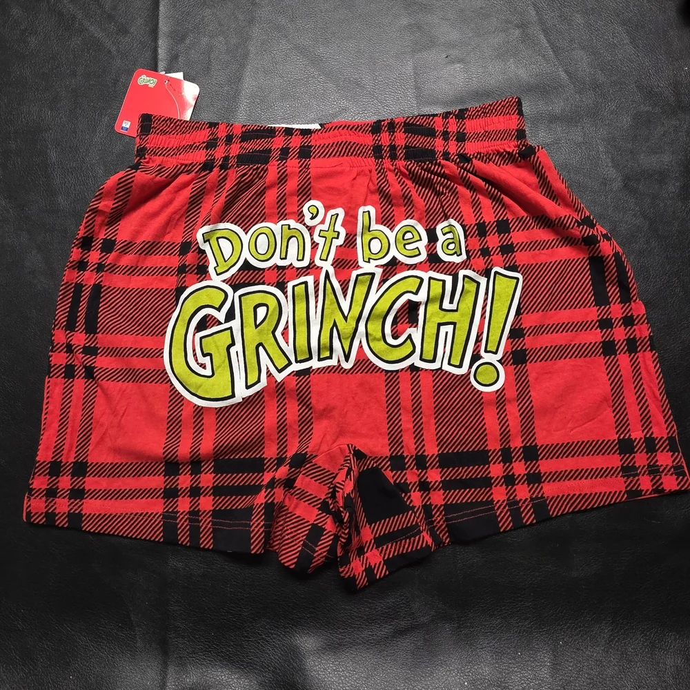 Dr. Seuss Grinch Plaid Boxers - Red and Green
